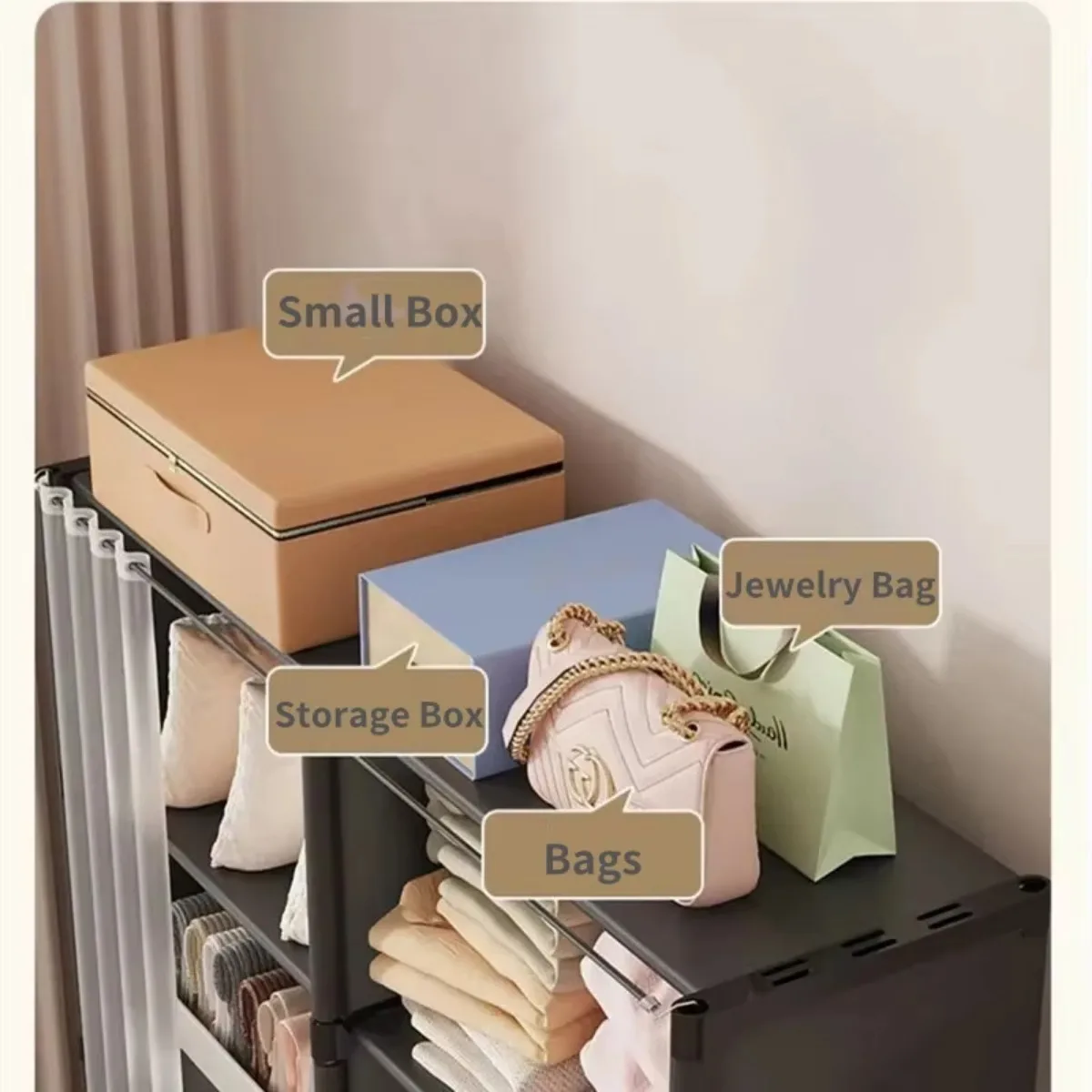 Dustproof Wardrobe Easy Assembly Multi-layer Storage Rack High Capacity Partition Bookshelf Bedroom Furniture Storage Rack
