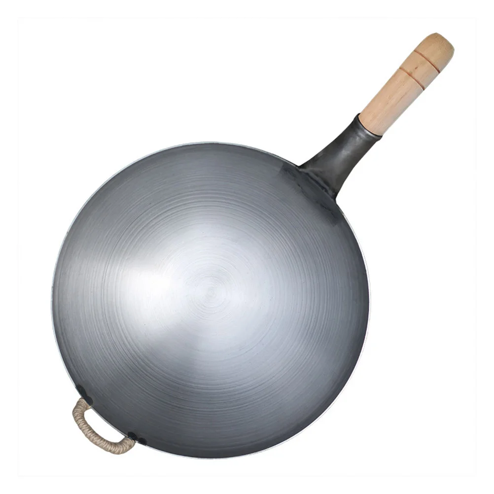 

1Pc Durable Home Wok Stainless Steel Wok with Handle Universal Wok (Grey)