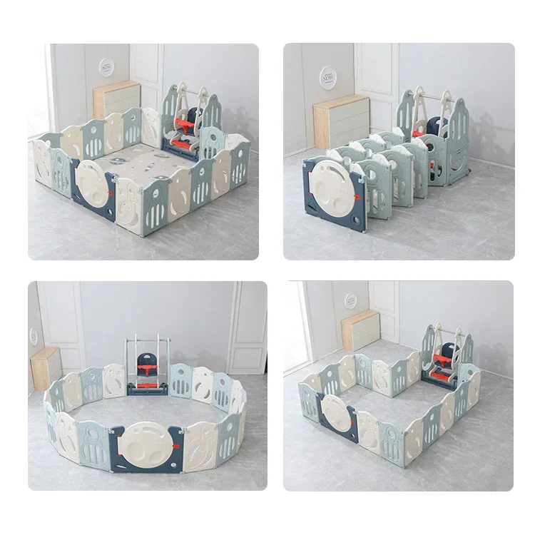 Children Kids Game Fence with Safety Locker Easy Installation Foldable Baby Playpens for Toddlers