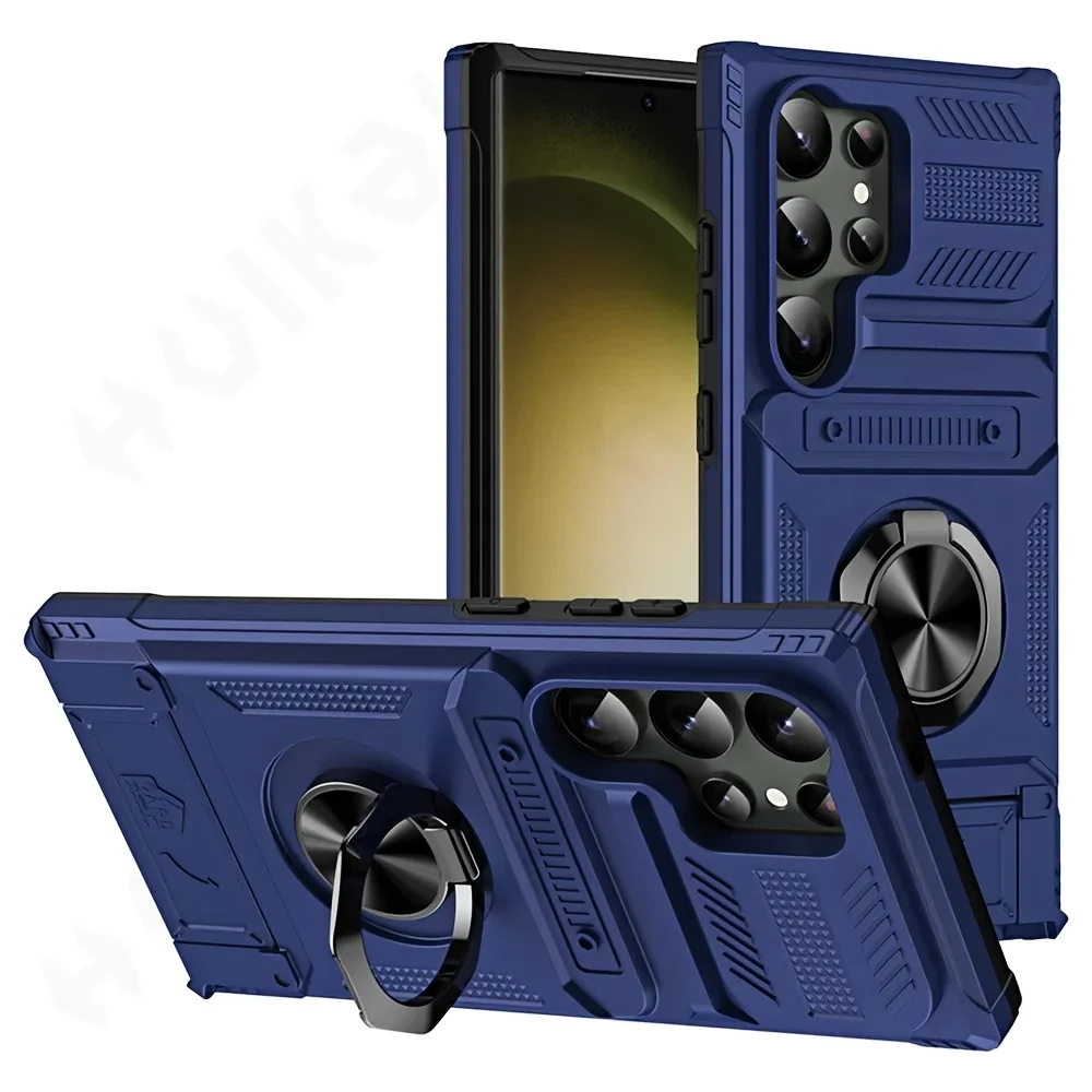 Universal Magnetic Ring Kickstand Wallet Phone Case Cover
