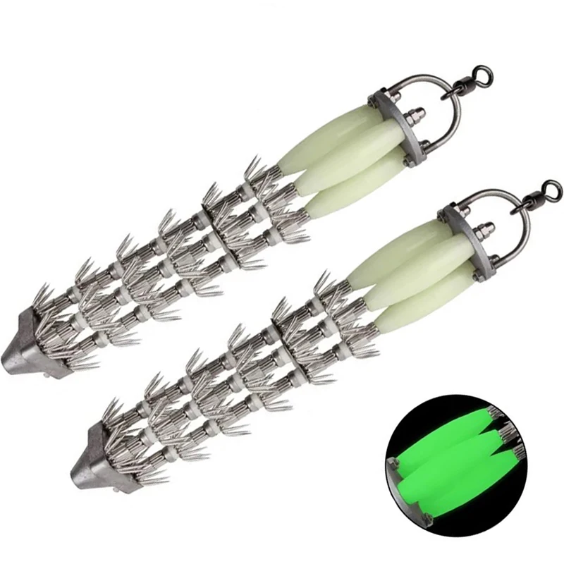 2Pcs Big Squid Bait Wood Shrimp Octopus Hook 650G Luminoso Octopus Seppie Squid Fishing Lure Per Big Game Squid Fishing Hook