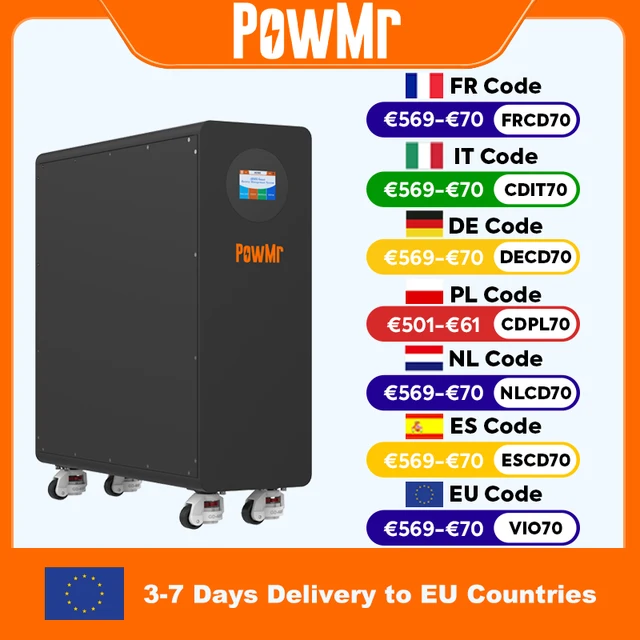 PowMr 300AH LiFePO4 batterie 48V 15KWH batteries batterie au Lithium solaire énergie domestique 6000 + Cycle peut BMS jusqu'à 16 pouces parallèles 1