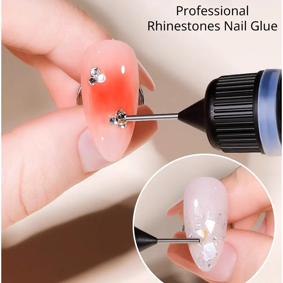 No Wipe Nail Glue Rhinestones Adhesive Gel Top Coat Gel Polish for Nail Art Jewelry Decorations Soak Off UV LED Varnish 10ml