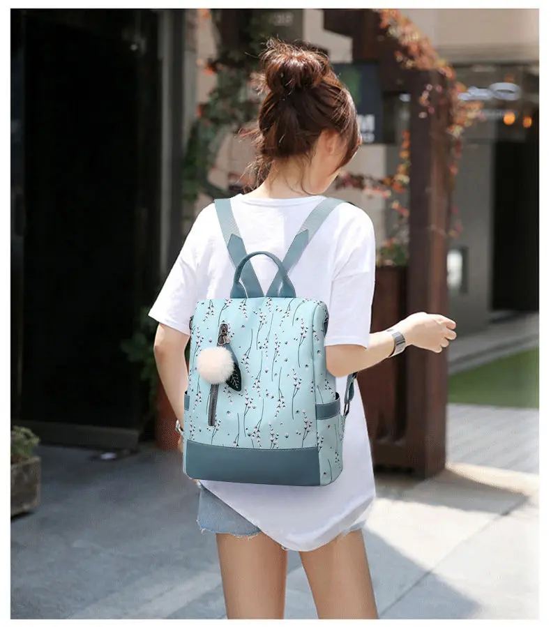 Fashion Flower Print Women Backpack Female Anti-theft Backpacks Casual Ladies School Bag High Quality Large Capacity Backpack