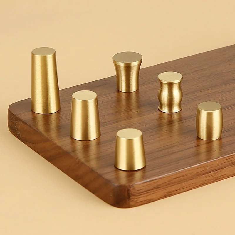 Crafts Base Copper Foot Pad Small Tray Base Black Walnut Solid Wood Pure Copper Conical Ornaments Accessories 4PCS