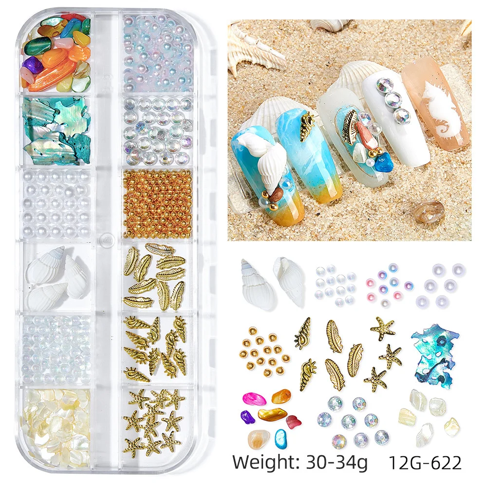 1 scatola Conch Shell Starfish Resina Stampi in silicone epossidico Riempimento per gioielli fatti a mano fai da te Accessori per la decorazione del materiale per nail art  36