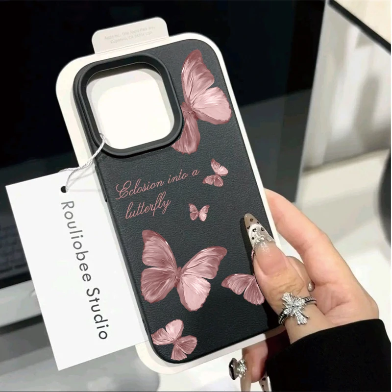 Elegant Flower Butterfly Leather Candy Phone Case Cover