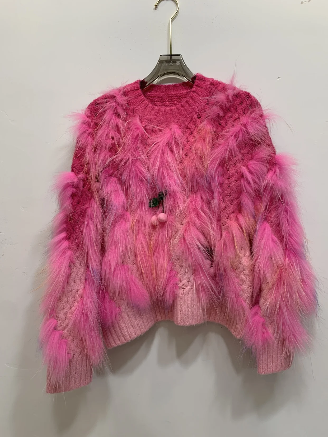 2022 Autumn and Winter New Fox Fur Splicing Knitwear Pullover Wool Sweater Female Raccoon Fur Woven Fake Fur Coat Top Women