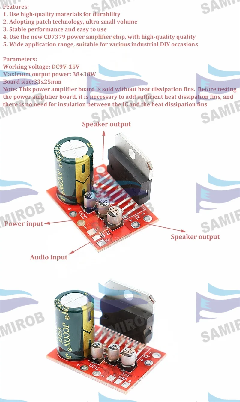 SAMIROB Verstärker Audio Amplificador CD7379 TDA7379 Leistungsverstärkerplatine 38 W x 2 DC Stereoverstärker Zweikanal-Hochleistungs-Stereo – Detail 1