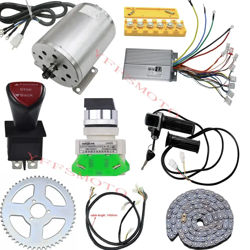 

1800W 48V DC Electric Brushless Motor MY1020 w/Controller Chain Switch Sprocket Accessories for Go Kart ATV Scooter Bike Quad