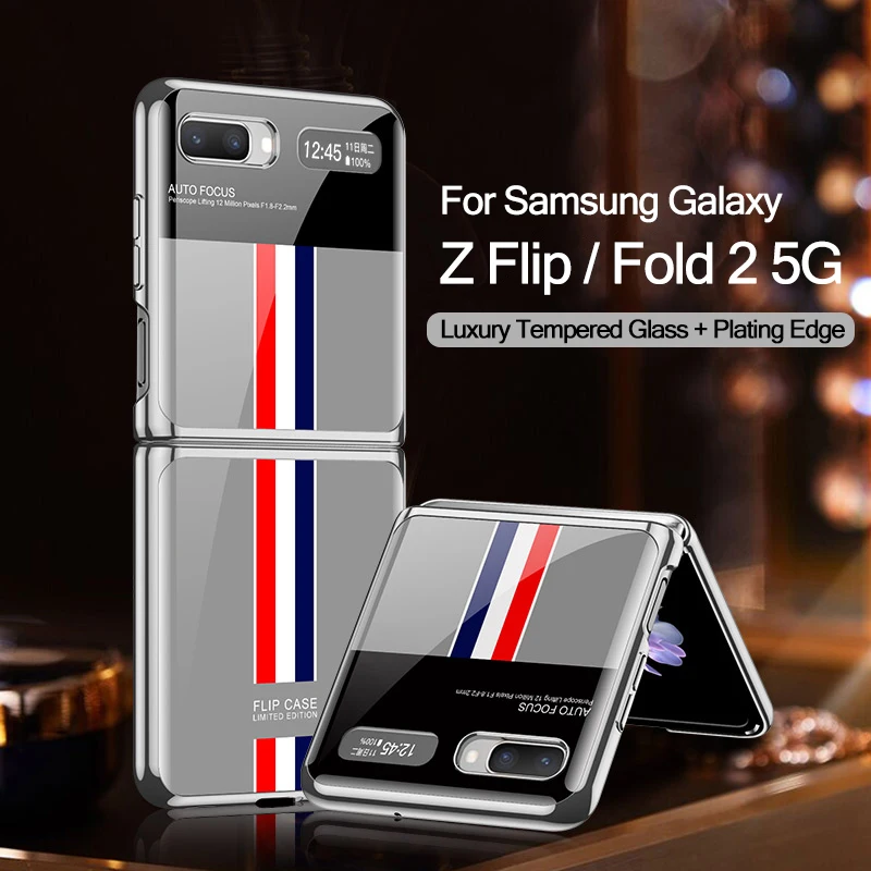 

Оригинальный чехол GKK для Samsung Galaxy Z Flip Fold 2, роскошный Твердый чехол с покрытием из закаленного стекла для Samsung Z Flip Fold 2, защитный чехол