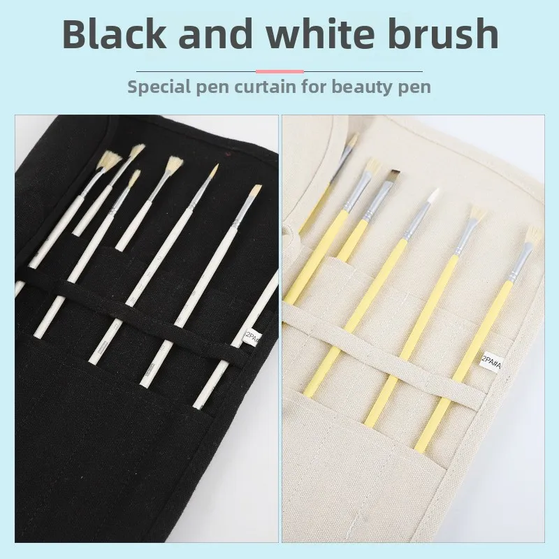 아티스트 브러시 롤 가방 캔버스 16 슬롯 페인트 보관 주머니 아크릴 오일 수채화 구 아슈 서예 펜 여행 주최자