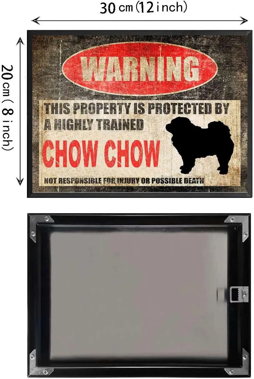 Tin Sign Beware Dog Tag Fence Chow Chow Sign This Property is