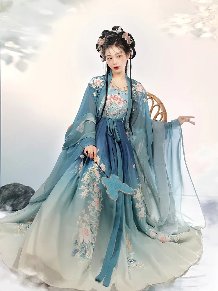 

Ancient Chiffon Kimono Hanfu Dress Summer Tang Embroidery Chinese Style Traditional Cosplay Skirt Suit Dresses Costume Clothes