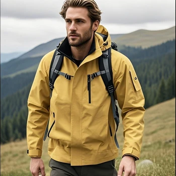 خريف جديد معطف للرياضة الرجال مقاوم للماء مقنعين زمم السترات خفيفة الوزن الربيع ملابس خارجية معاطف الرجال التخييم الرحلات الملابس