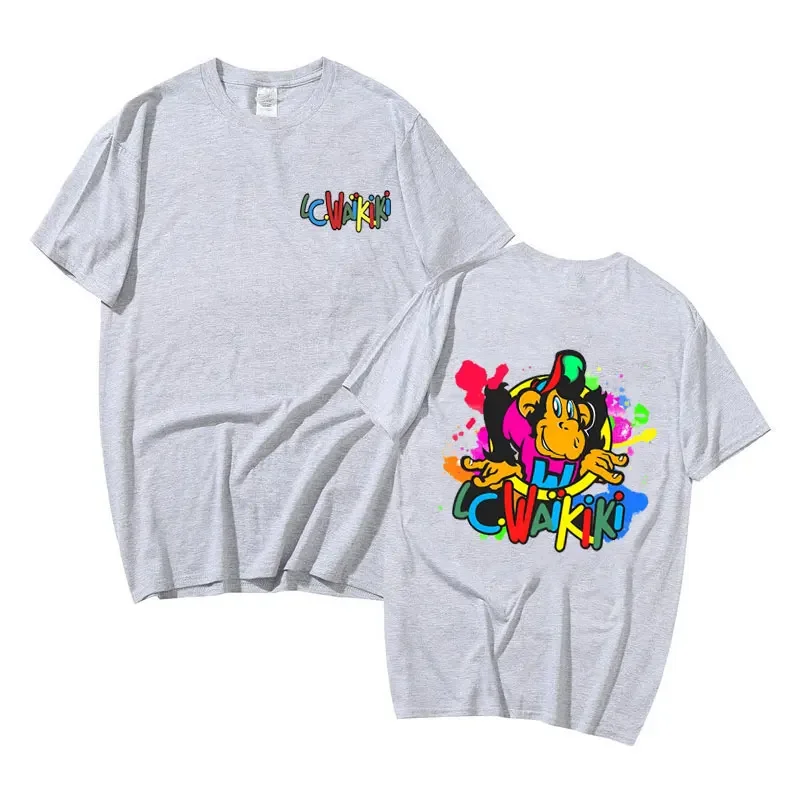 Lc Waikiki Monkey Graphic Print T-shirt Summer Funny Men Women's Cartoon Monkeys Short Sleeve T Shirts Male 100% Cotton Tshirt 6
