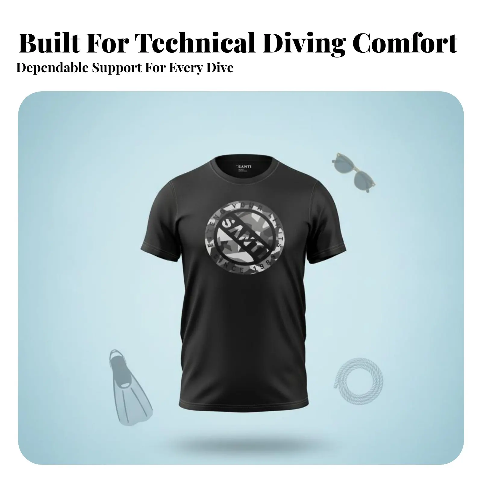 테크니컬 다이빙 티셔츠, 카모 시리즈, 남성용 반팔, 애프터다이브 23, 속건성 아웃도어 티셔츠