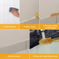 Kit d'outils de finition pour mastic en caoutchouc, outil de finition pour mastic silicone, spatule en caoutchouc réutilisable à long manche, outil de décapage de mastic mural 6