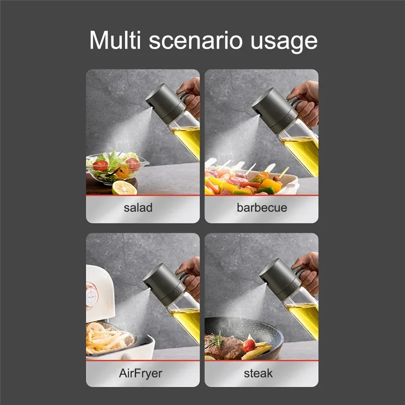 A88K-250ML Edible Oil Versatile Refillable Sprays Bottles Rust-Proof Olive Oil Mister For Air Fryer Grilling Baking