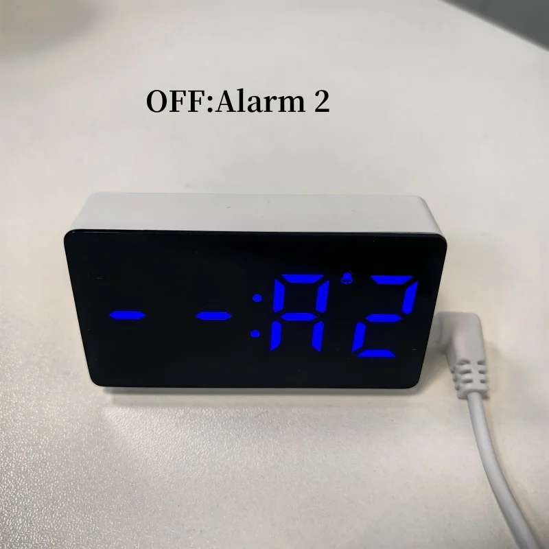 Description Picture 6 of item7*4cm Mini Digital Alarm Clock TEMP Date 3 Alarms Night Mode Power-off Memory Table Clock USB Powered Always On 12/24H LED Clock