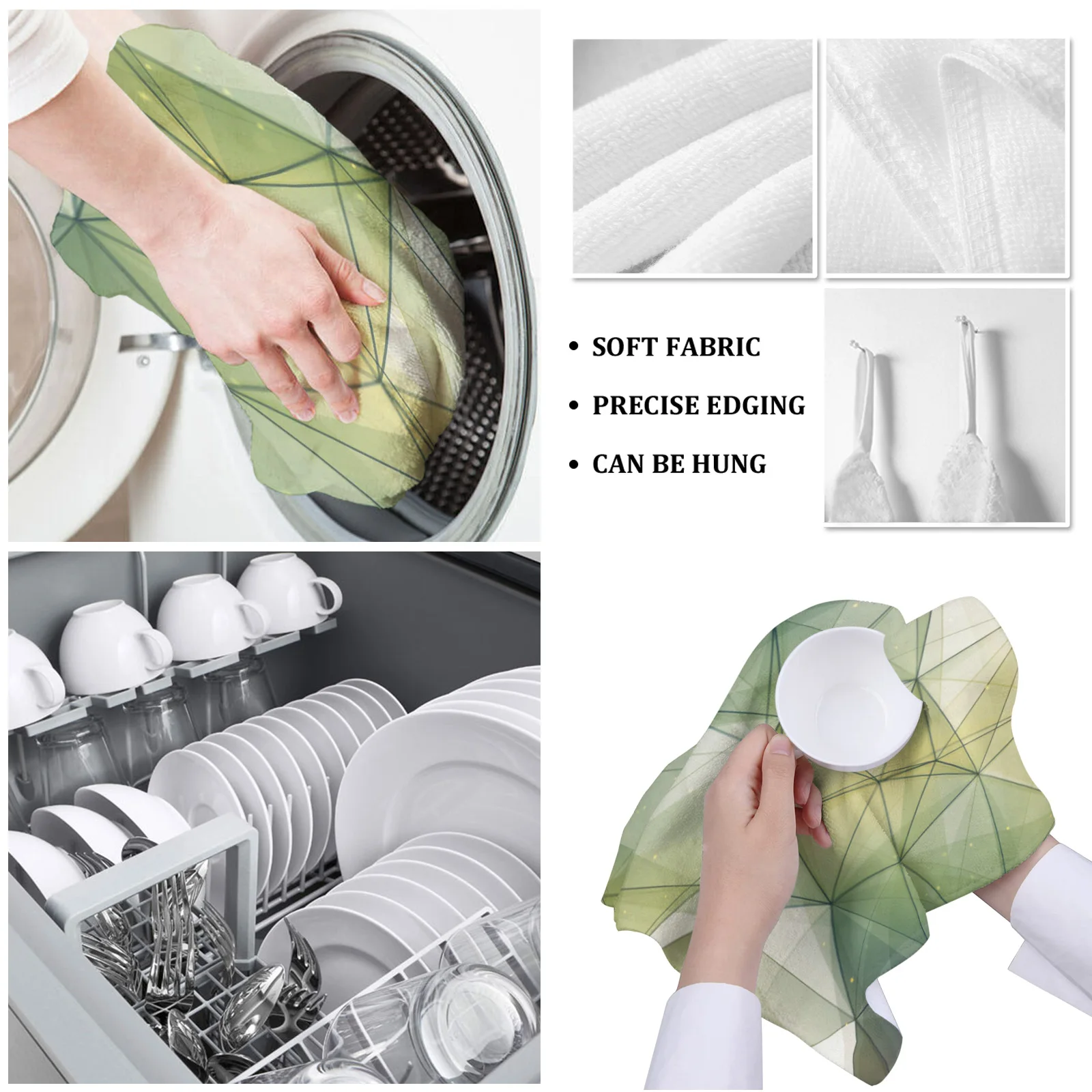 Dark Green Triangle Irregular Graphic Kitchen Towels Household