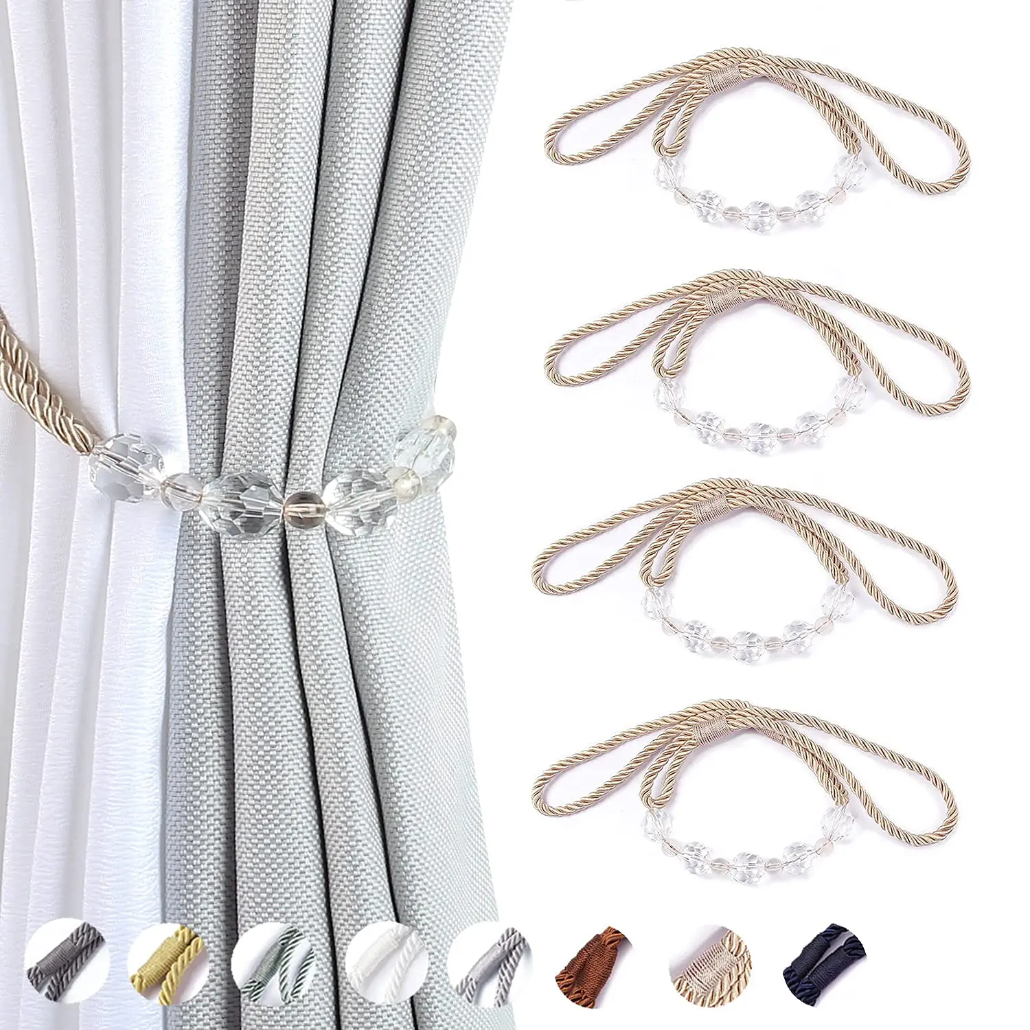 

1PC Rope Clips Elegant Curtain Tieback Buckle Strap Window Drape Holdbacks Home Decorative Living Room Accessories
