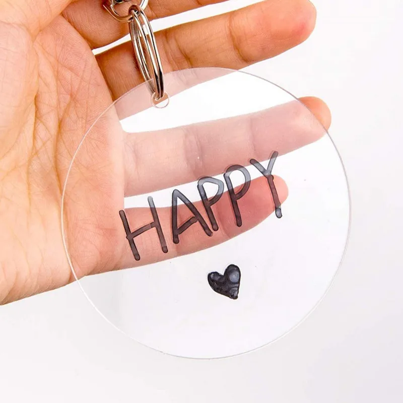 Key Charms Pendant Transparent Acrylic Blanks Discs DIY Keychains Kits Clear Round Accessories Material