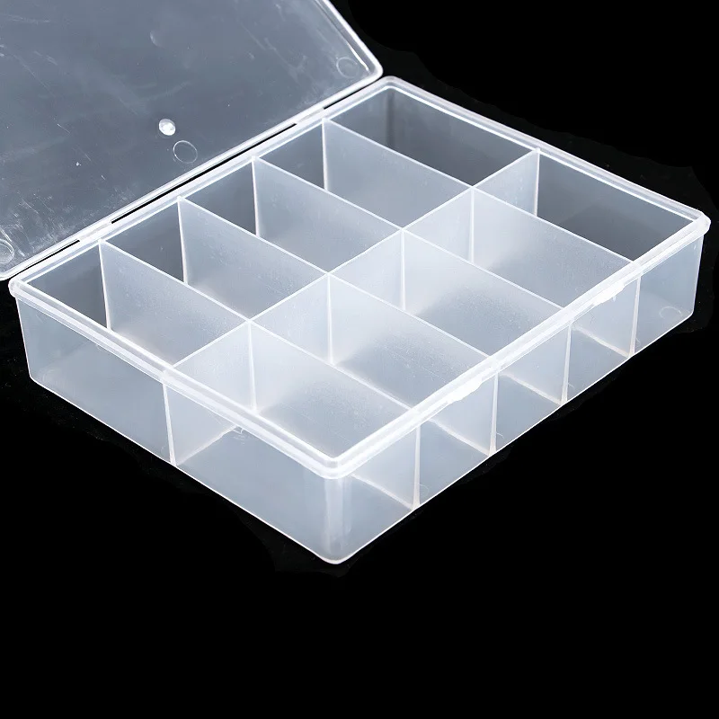 Clear 10-Grid Organizer Box for Jewelry, Beads, and Nail Art Accessories