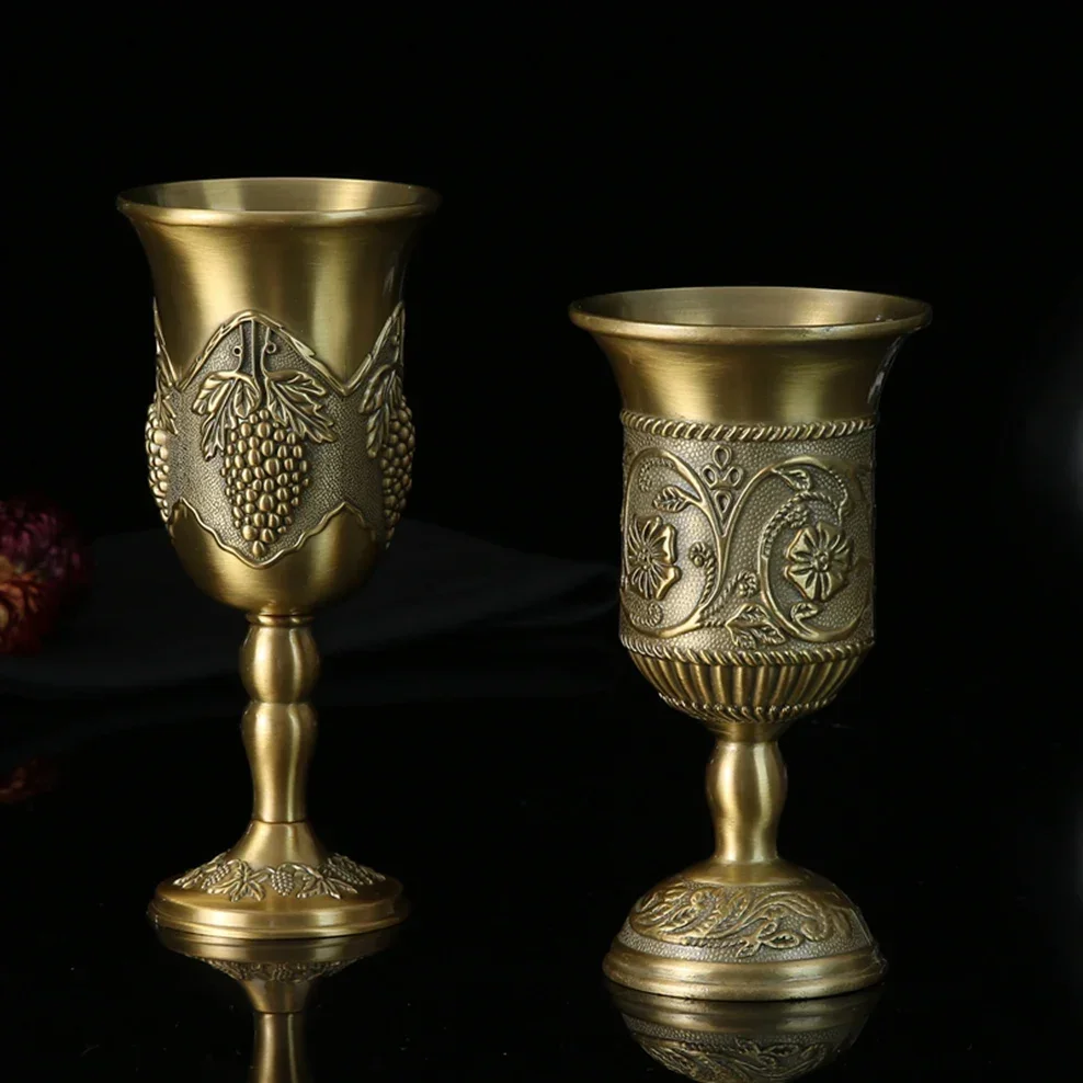 

Wine Glass European Retro Liquor Glass Alloy Goblet Antique Alcohol Set Wine Cabinet Home Decoration Ornaments Bronze Wine Cup