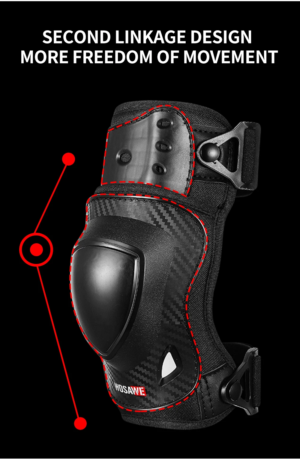 WOSAWE Motorcycle Knee Protector Bicycle Kneeling Cycling Bike Racing Tactical Skate Protective Knee Pads and Guard Elbow Pad