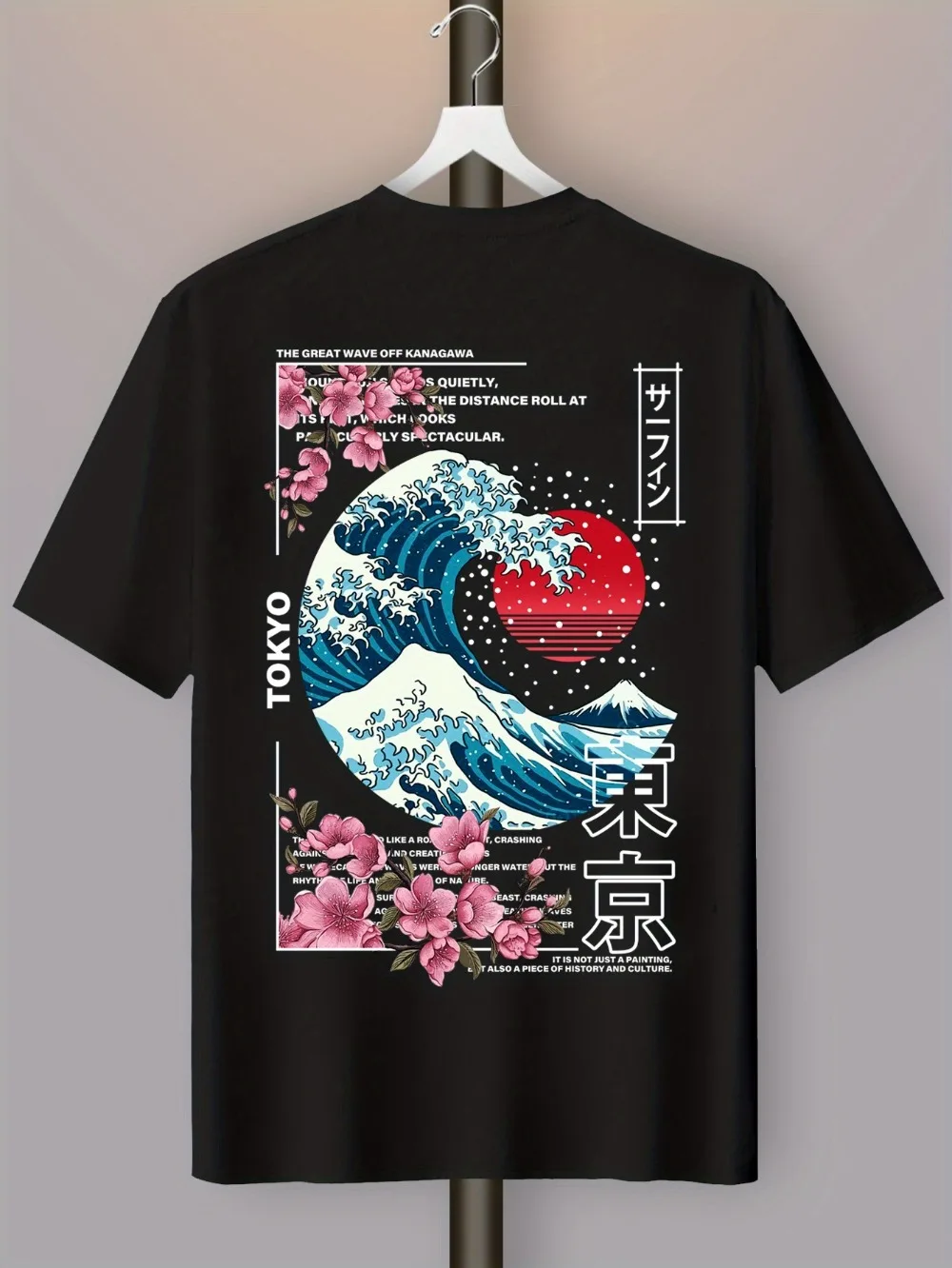 Ukiyo-e Tokyo's Asakusa Waves Sea Cherry Blossoms 3D-Druck Breatha Schnelltrocknendes Herren-T-Shirt Freizeit-Sportbekleidung für Eltern und Kinder
