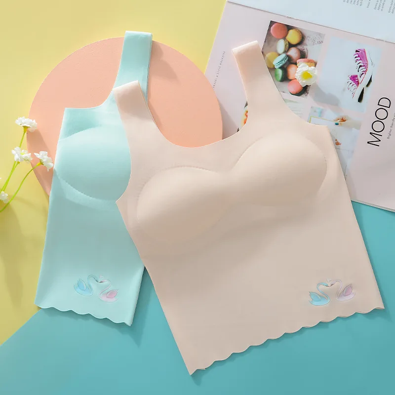 Girls Underwear Bra Seamless Student Development Period No Steel Ring Light And Thin Anti-bump Detachable Chest Pad Girl Bra