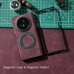 Luxury Magnetic Sheepskin Leather Phone Case with Holder - Premium Shockproof Design - Artificial leather (Claret)