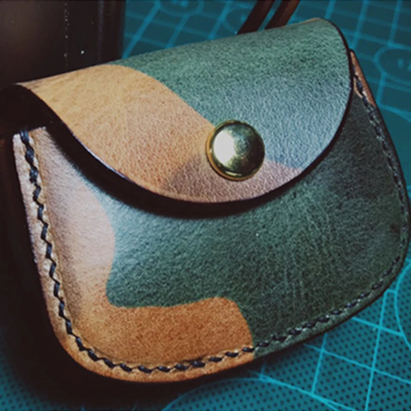Kraft Paper Sewing Pattern Handmade Vintage Mini Coin Purse DIY Leather Craft Stencil Sewing Template 1Set 7x5.5cm