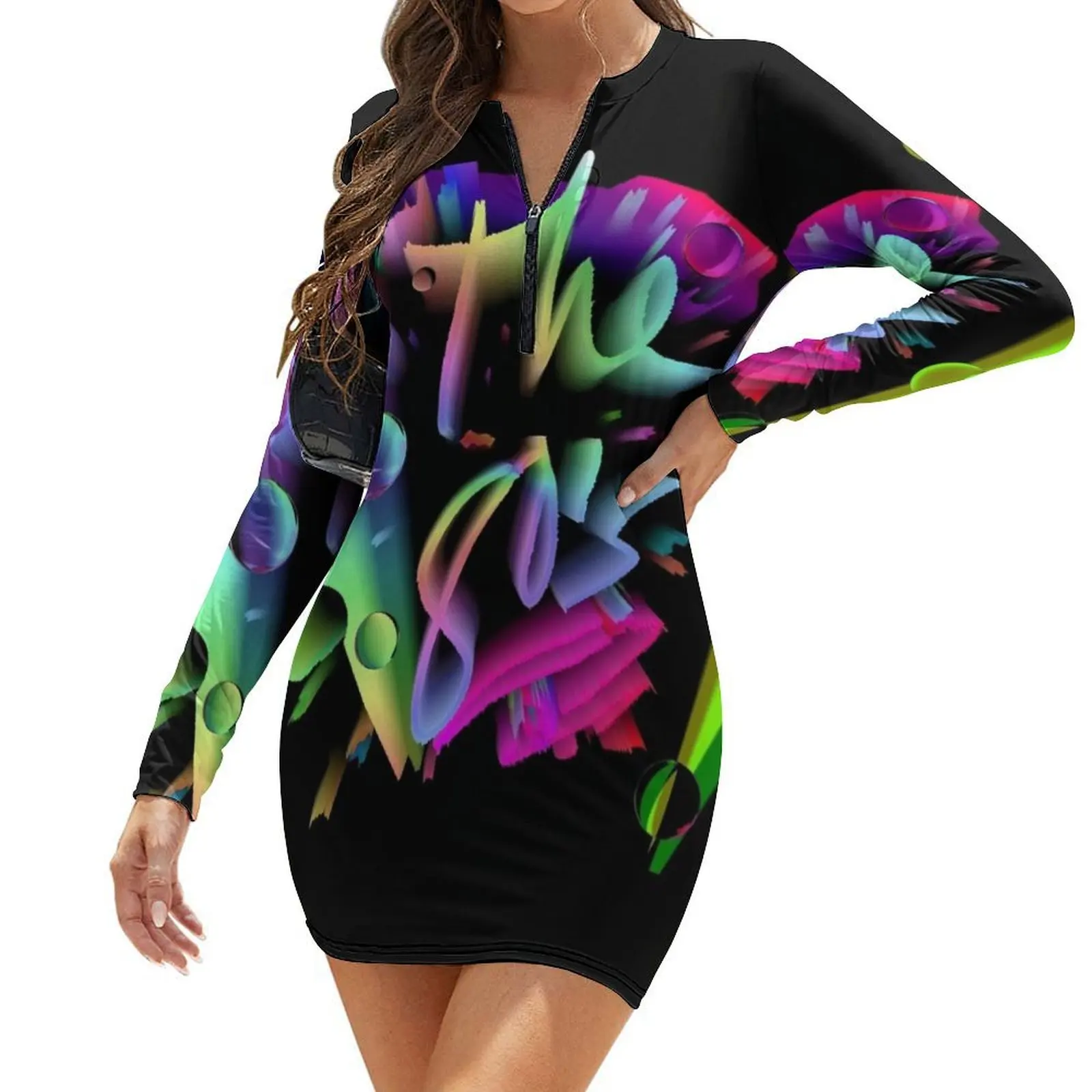 

The Magic 80's Long-Sleeve Bodycon Dress sexy dress for women dresses for women Women's summer suit Woman dresses
