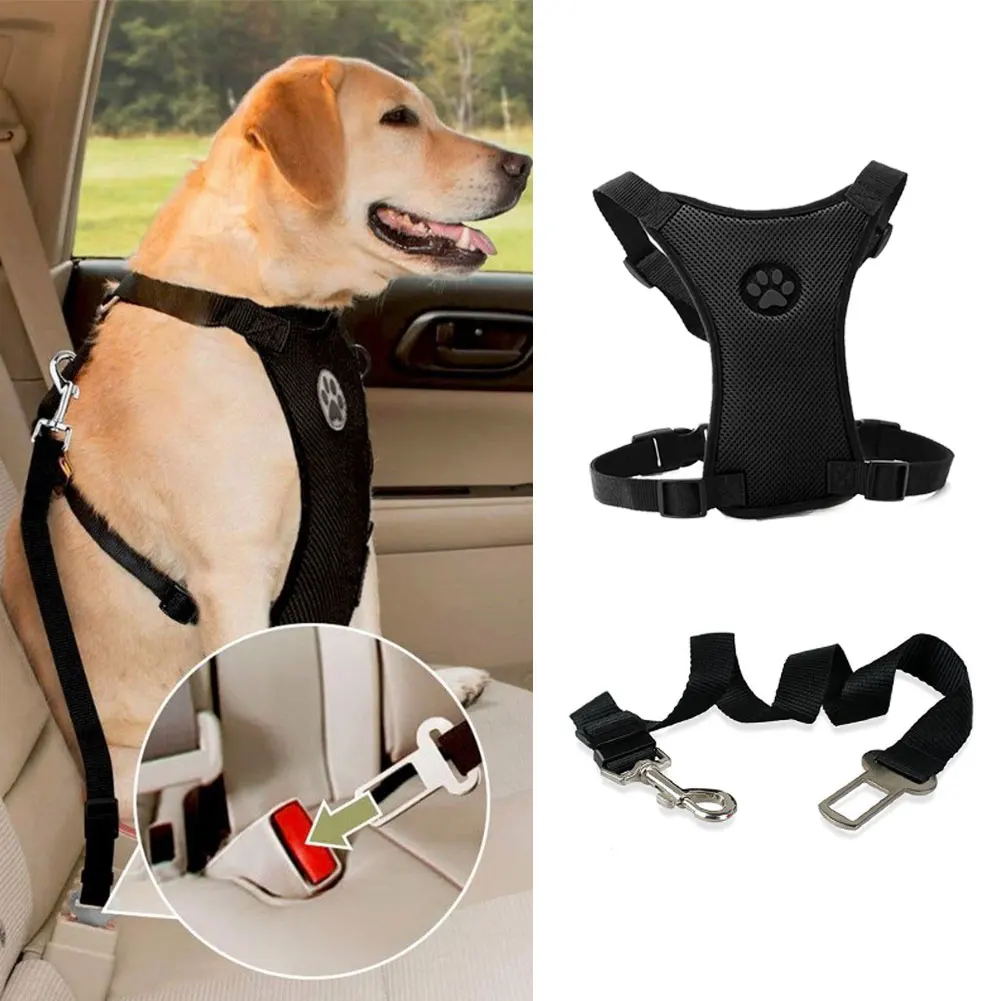Dog harness 1pcs Breathable Mesh Leash With Adjustable Straps Car Automotive Seat Safety Belt Dog Chest Straps dog leash dog safety belt pet accessories