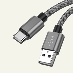 Durable Nylon USB A to Type C Fast Charging Cable - 1M/2M/3M Lengths - 3m (Grey)