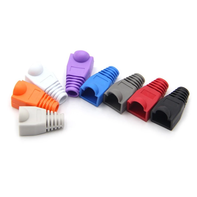 100Pcs RJ45 캡 다채로운 TPU 부츠 외장 보호 슬리브 Cat6a Cat5 RJ45 네트워크 이더넷 케이블 커넥터 커버