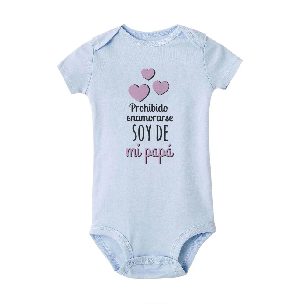 No Falling in Love I'm My Dad's Spanish Printed Baby Bodysuit Funny Newborn Jumpsuit Toddler Summer Clothes Infant Shower Gifts