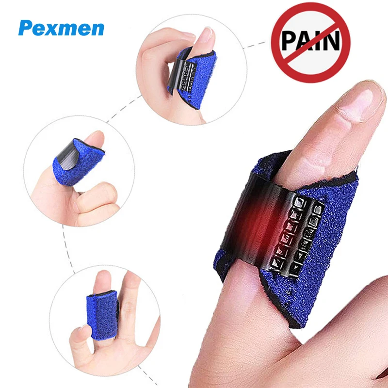 Pexmen Finger Splint Adjustable Trigger Finger Brace Support Stabilizer for Arthritis Injured Broken Finger Protector goth handmade injured butterfly skull hairpin for women harajuku nostalgic pink hair accessories halloween party alligator clips