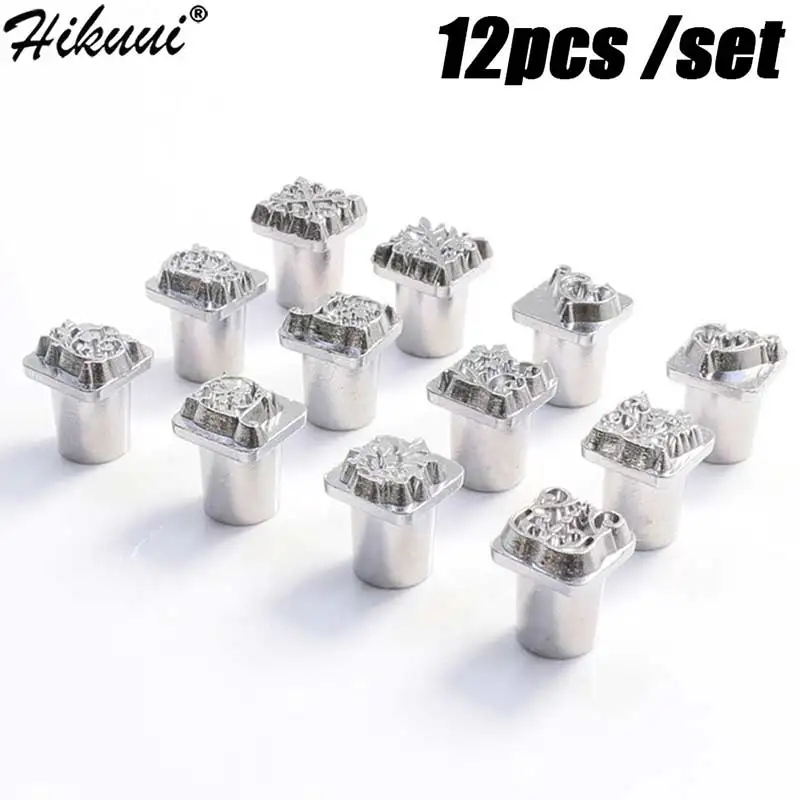 12Pcs Leather Stamping Punch Tools Silver Metal Carving Printing Kit Handmade Embossing DIY Craft Pattern Seal Punching Set