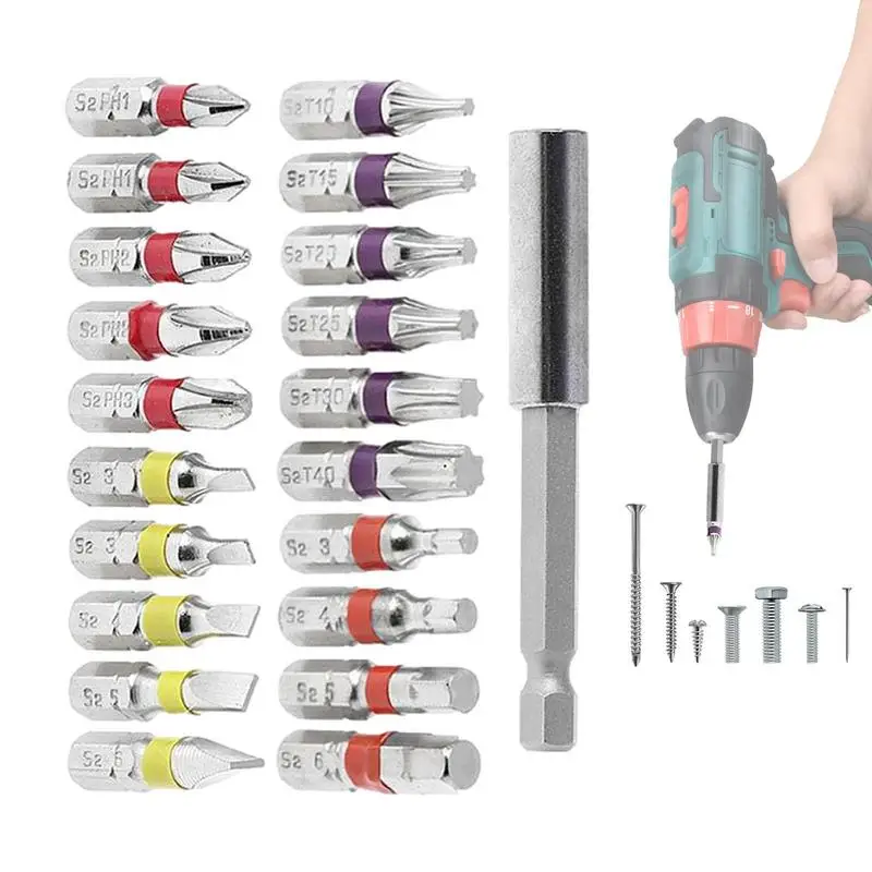 20 In 1 Screwdriver Bits Sets Socket Screwdriver Bit Assorted Set Screwdriver Bits Replacement Parts With Extension Rod