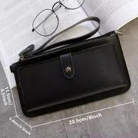 RFID Wallet Women Multi Card Wallet Zipper Credit Card Holder Minimalist Clutch Bag Initial Letter Pattern Leather Coin Purse 2