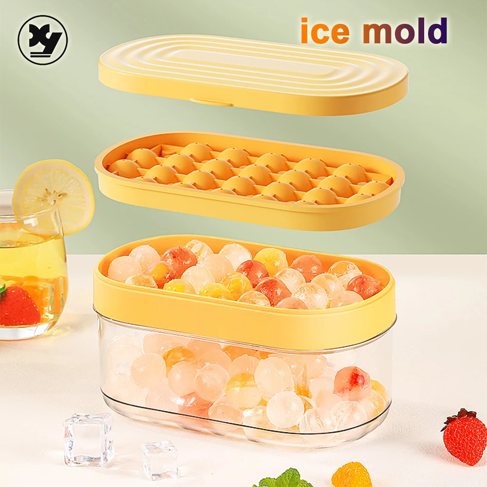 Metal Ice Tray Rack Freezer Ice Cube Tray With Lid And Storage Box Easy  Release 24Pieces Single Layer Ice Coffee Set - AliExpress