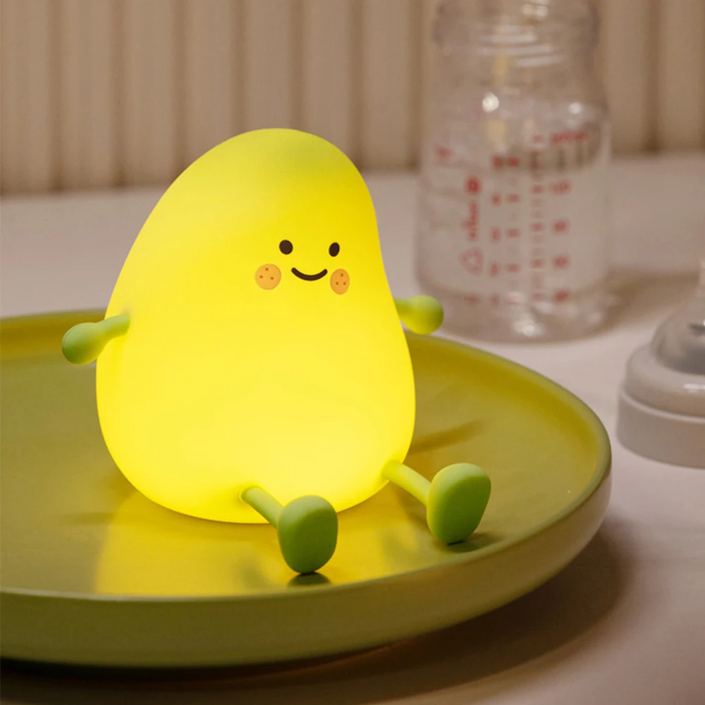Cute Fruit Night Light Rechargeable Mushroom LED Squishy Night Light 3 Level Dimmable Silicone Nursery Night Lamp For Baby Room 4