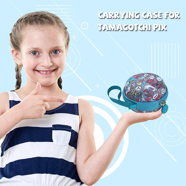 Virtual Electronic Digital Pets Travel Bag with Carabiner Hand Strap EVA Electronic Pet Machine Carrying Case for Tamagotchi Pix 5