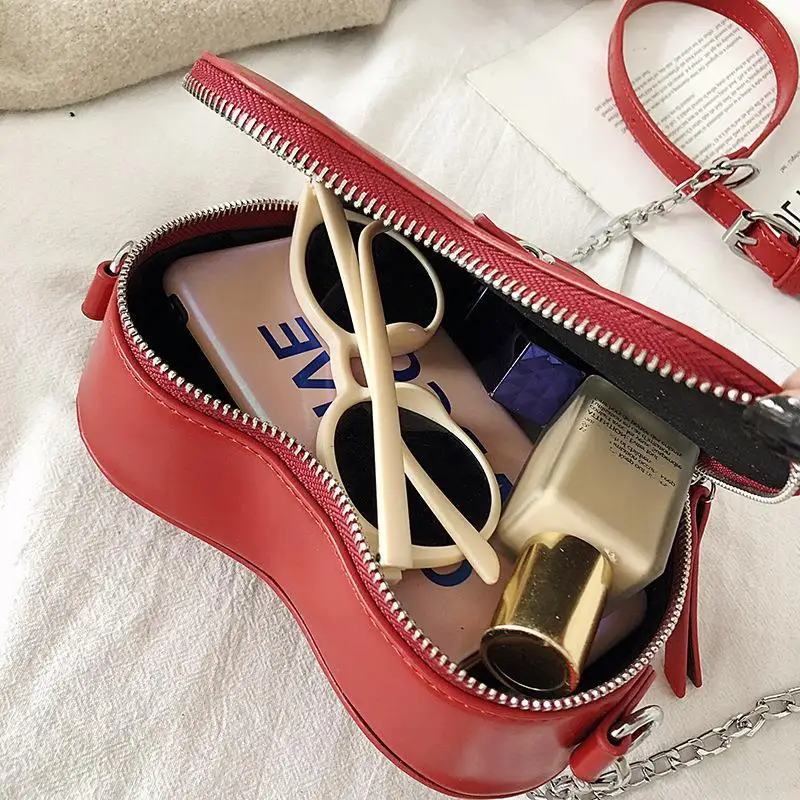 Gothic Heart Blade Zipper Chain Crossbody Bags for Women Girl Casual Shoulder Purses Handbags Techwear Summer Wallet Goth crossbody bag women handbags