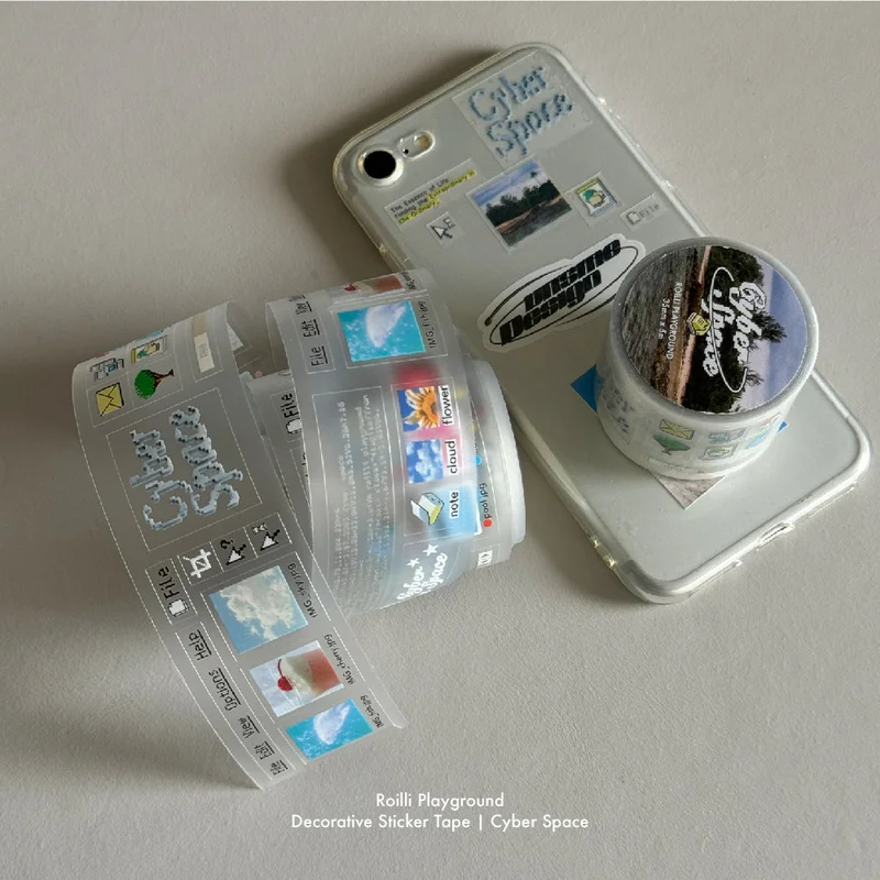 Roilli Cyberspace Series Matte Sticker Tape Cutting-Film Special Oil Tape Stationery Sticker With Cutting Mold Handbook Material