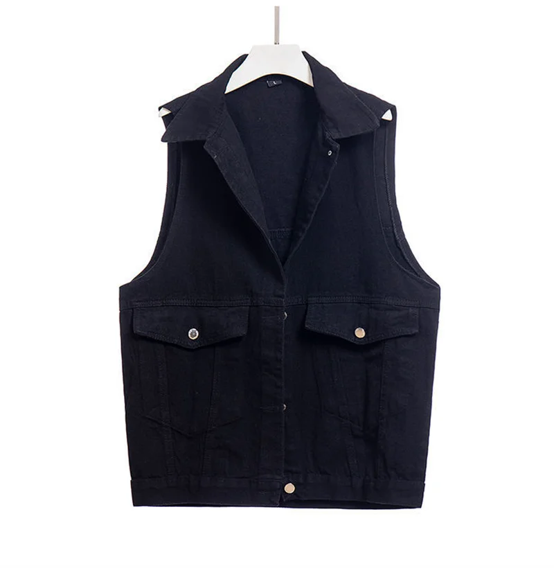 down parka Spring Autumn 2022 New Women Denim Vest Korean Loose Jeans Jacket Waistcoat Female Plus Size 4XL Casual Sleeveless Outwear Ladie black puffer coat with hood