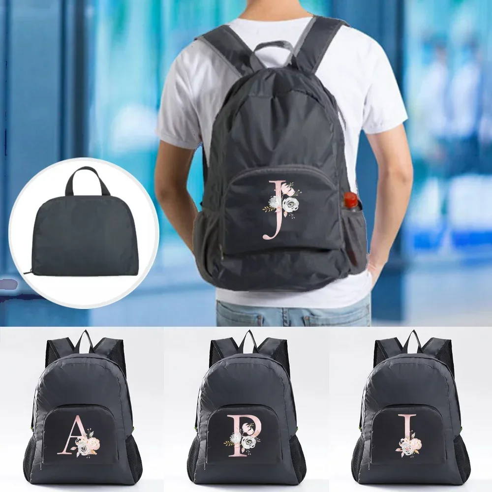 Aesthetic Men Backpack Ultralight Foldable Daypack Men Travel Hiking Outdoor Pack Sport Pink Flower  Pattern Series Schoolbag